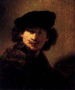 Rembrandt van rijn Self-portrait with Velvet Beret and Furred Mantel oil painting reproduction